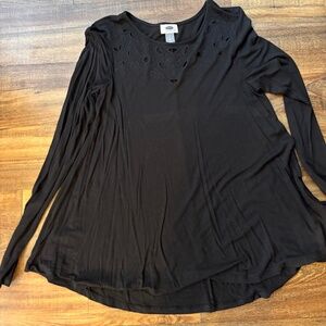 WOMENS OLD NAVY FLARED LONG SLEEVE SHIRT BLACK SIZE SMALL TALL